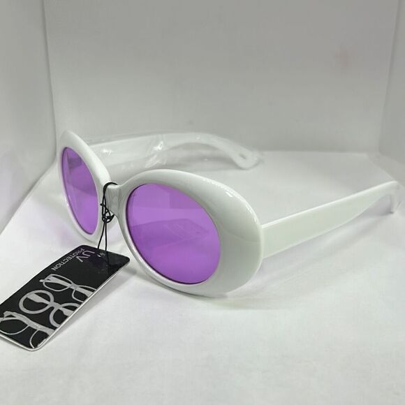 Retro White Frame Women’s Sunglasses - Picture 1 of 3